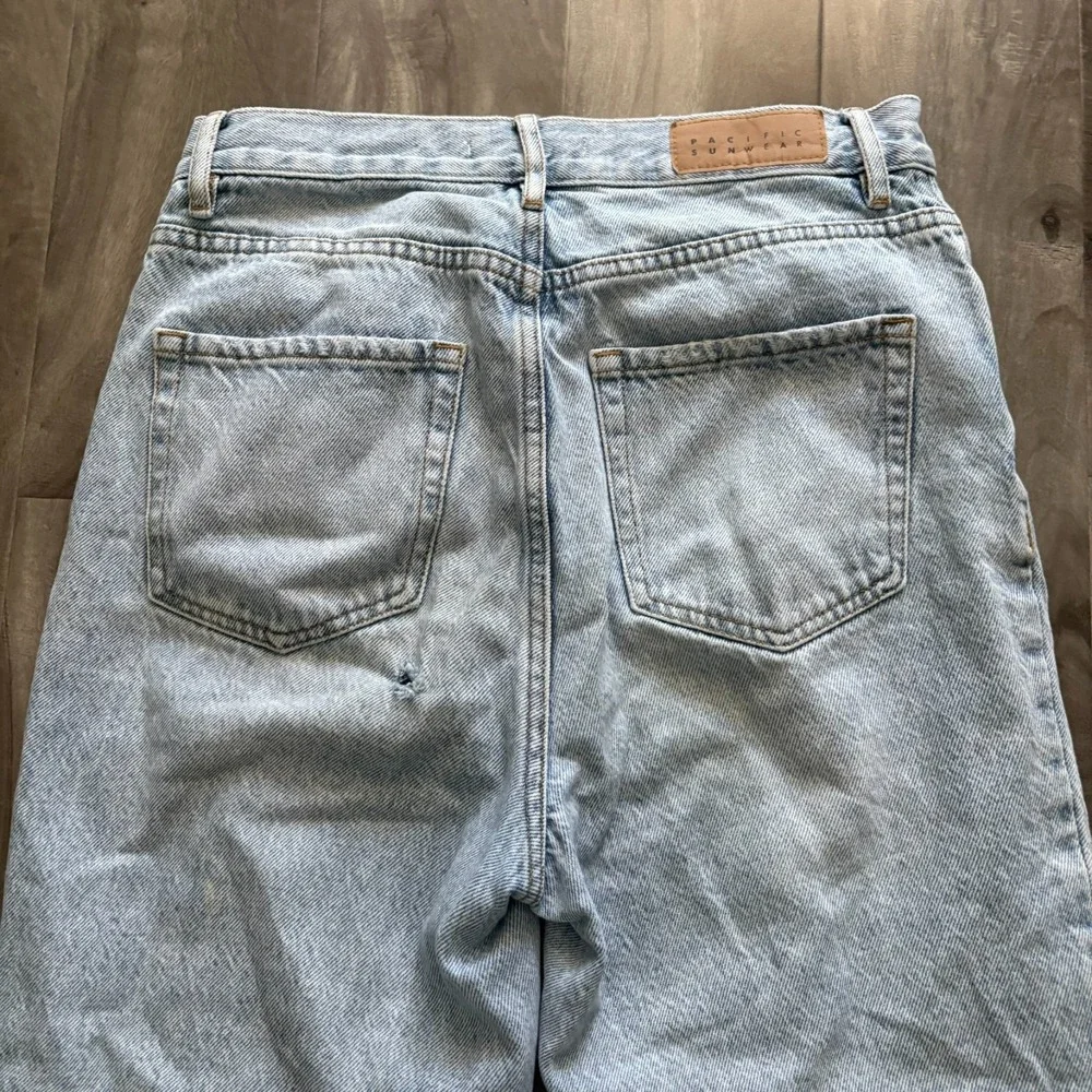 PacSun High Rise Straight‎ Leg Jeans Women's Size 27 Light Wash Denim Blue Flaw - Picture 4 of 16